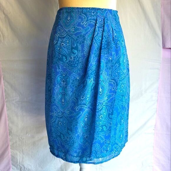 Worthington Blue Paisley Faux Wrap Mini Skirt Size 12‎ - Picture 1 of 8